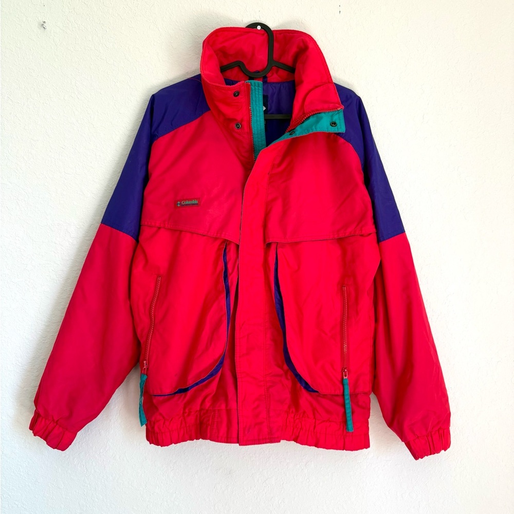 Vintage Columbia windbreaker jacket / men’s small 80s 90s retro ski coat red
